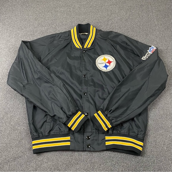 Vintage 80’s NFL Pittsburg Steelers Lightweight Bomber Jacket Men’s Size Large - Picture 8 of 13